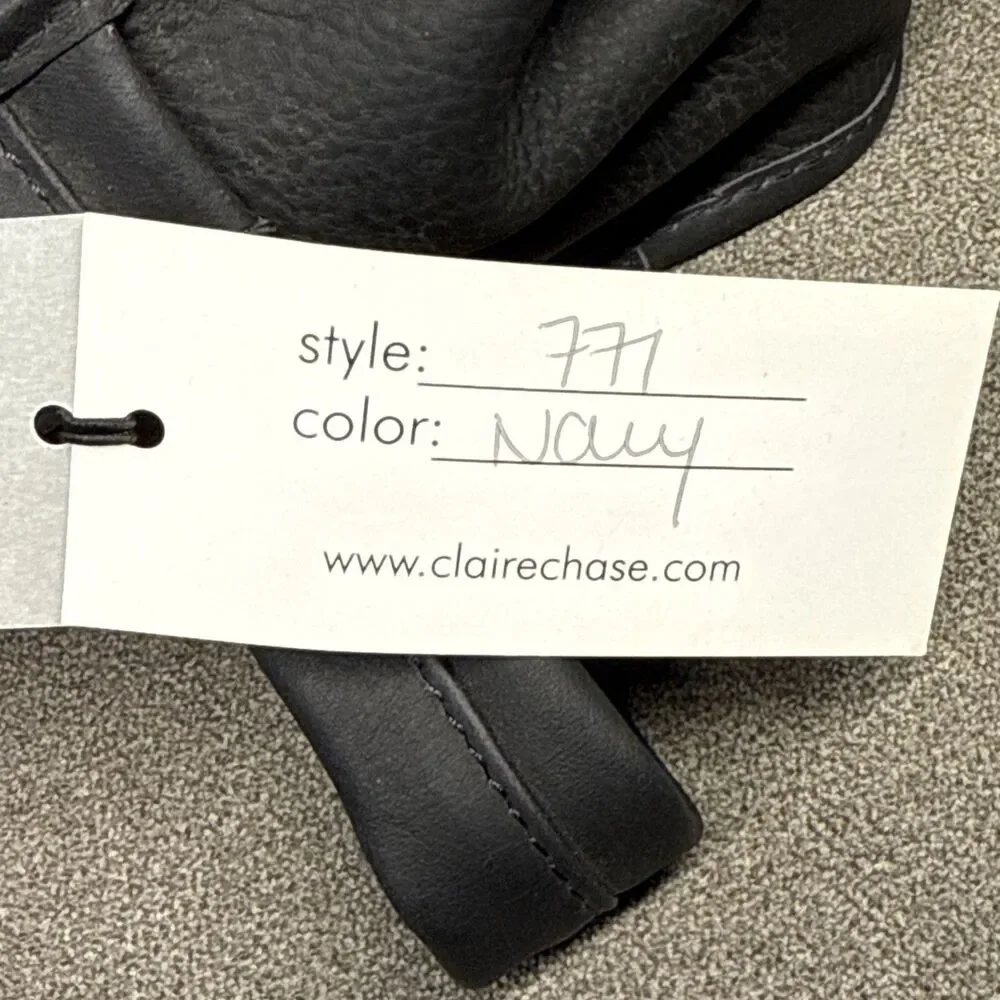 NWT Claire Chase Executive Dopp Kit Leather Travel Toiletry Bag Navy Org $149 - Picture 8 of 8